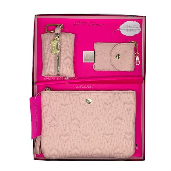 Betsey Johnson Hearts 3 Piece Matching Pet Set, Pink - Picture 5 of 5